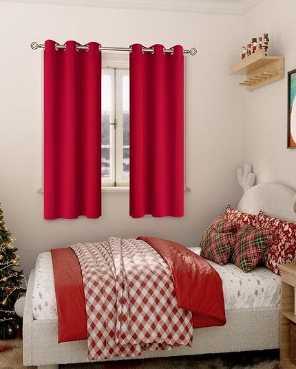BGment Christmas Room Darkening Curtains 63 Inches Long - Grommet Thermal Insulated Drapes Window Treatment Curtains for Bedroom, 2 Panels, 42 x 63 Inch, Red