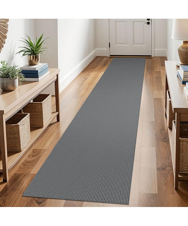 KOZYFLY Runners for Hallways 2x10 ft Washable Kitchen Runner Non Slip Rubber Backed Hallway Rugs Cotton Entryway Runner Rug Floor Carpet for Indoor Hall, Backdoor, Kitchen, Grey/Dark Grey
