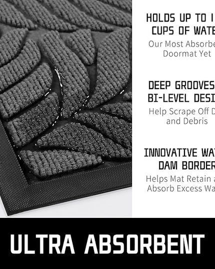 Yimobra 60x36 Large Door Mat Outdoor Indoor, All-Season Waterproof Door Mat Outside Entrance, All-Weather Non-Slip Outside Doormat for Garage Patio Entryway, Grey