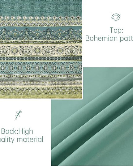 Cottolester Boho King Comforter Set 8 Pieces,Green Bohemian Comforter Paisley Striped Bed in A Bag,Soft Microfiber Bedding Set for All Season