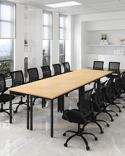 Bonzy Home 12ft Conference Tables Chair Set, 142"x47"x30" Table & 14pcs Chairs, Office Computer Desk and Chair Set for Meeting Room Study Printer Podcast Seminar Table Set for 14 People