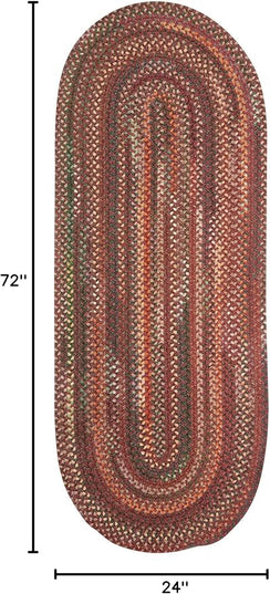 Capel American Heritage Red 2' 0" X 6' 0" Runner Oval Braided Rug