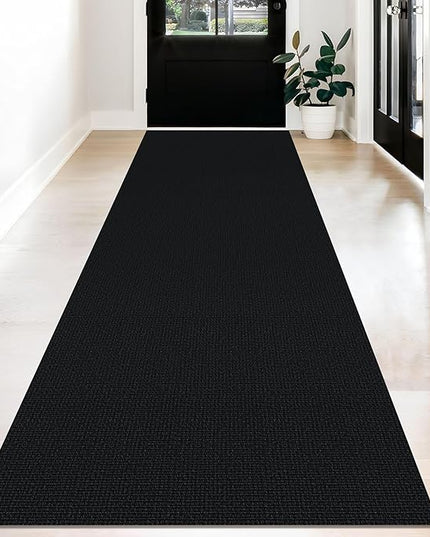 KOZYFLY Washable Runner Rug 3x12 ft Hallway Kitchen Runner Rugs with Rubber Backing Bobo Non Slip Entryway Runner Indoor, Long Carpet Runners for Hall Kitchen Entryway, Black