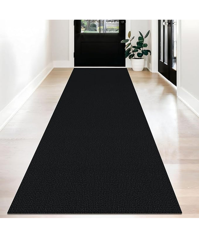 KOZYFLY Washable Runner Rug 3x12 ft Hallway Kitchen Runner Rugs with Rubber Backing Bobo Non Slip Entryway Runner Indoor, Long Carpet Runners for Hall Kitchen Entryway, Black