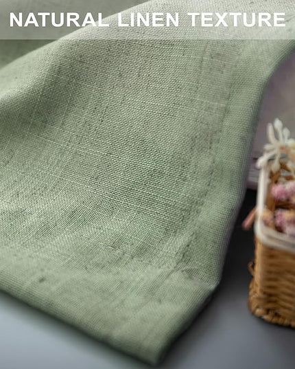 Light Sage Green Linen Curtains 120 Inches Long for Living Room 2 Panels Set Rod Pocket Back Tab Semi Sheer Light Filtering Sage Green Curtains and Drapes for Large Windows Patio Door Vertical 10FT