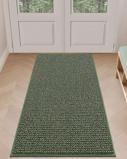 BEQHAUSE Dirt Trapper Door Mat 24" x 60", Non-Slip Washable Doormats Entrance Mat, Dirt Resistant and Absorbent Welcome Mat, Low Profile Floor Mats for Front Back Door and Entryway, Green
