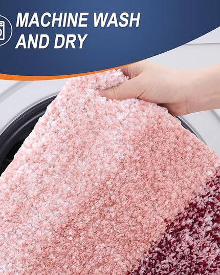 OLANLY Bathroom Rug Set 2 Piece, Soft Absorbent Microfiber Bath Mats and U-Shaped Contour Toilet Rug, Non-Slip, Machine Wash Dry, Plush Shaggy Bath Mats for Bathroom (30"x20"+24"x20", Red)