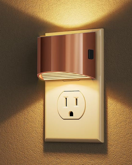 DORESshop LED Night Light[2 Pack], Night Lights Plug into Wall, 3 Level Brightness Adjustable Plug in Night Light, Dusk to Dawn Sensor Nightlights for Adults,Bedroom,Bathroom,Hallway,3000K Rose Gold