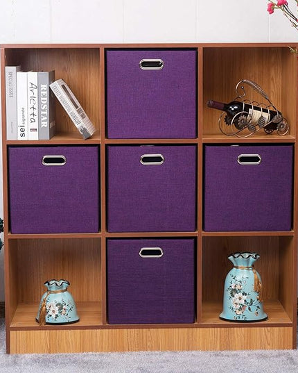 Storage Basket Bins,13×13×13 Foldable Storage Cube Boxes Fabric Drawer for Closet Shelf Cabinet Bookcase - Set of 4, Purple