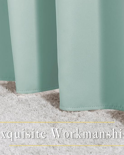NICETOWN Insulated Curtains Blackout Draperies - Window Treatment Seafoam Green Blackout Eyelet Top Curtains/Panels for Bedroom/Living Room Window, 95 inches Long, 2 Panel Set