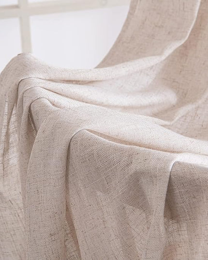 MIULEE Natural White Linen Curtains 72 Inch Length 2 Panels for Bedroom Living Room, Soft Thick Linen Textured Window Drapes Semi Sheer Light Filtering Back Tab Rod Pocket Burlap Look Decor, W37xL72
