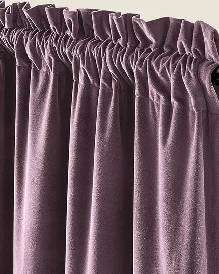 Lazzzy Velvet Blackout Curtains Thermal Insulated Room Window Drapes Super Soft Luxury Curtains for Living Room Bedroom Rod Pocket 2 Panels, Lavender Purple, 52" W x 96" L