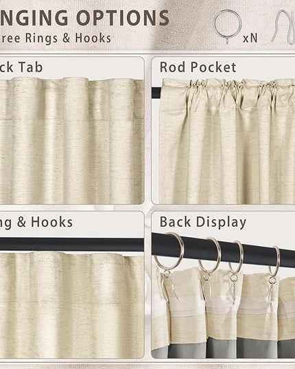 HESTIA Cream Linen Blackout Curtains for Bedroom 63 inch Length Energy Saving Drapes 2 Panels Set Rod Pocket & Back Tabs Room Darkening Window Curtain for Living Room (52" W x 63" L)