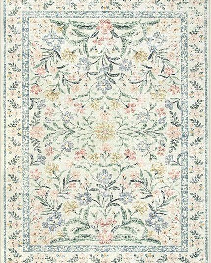 Wonnitar Large Rugs for Living Room, Soft Washable Floral 9x12 Area Rug for Bedroom, Boho Non-Shedding Foldable Carpet for Kids Playroom Apartment Home Decor