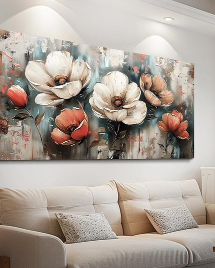 FUHAIHUA Canvas Wall Decor For Bedroom Large Wall Art For Living Room Office Decorations Boho Wall Pictures Flowers Landscape Paintings Artwork Aesthetic Posters Ready To Hang Home Decor 24x48 In