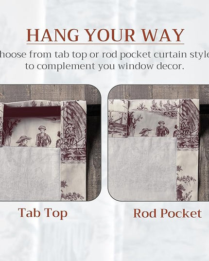 Maison d' Hermine Curtains for Living Room 100% Cotton 108 inch Length One Panel Light Filtering Toile Curtains for Bedroom Windows with Rod and Loop Pockets Drapes (Calais Charcoal, 50" W x 108" L)