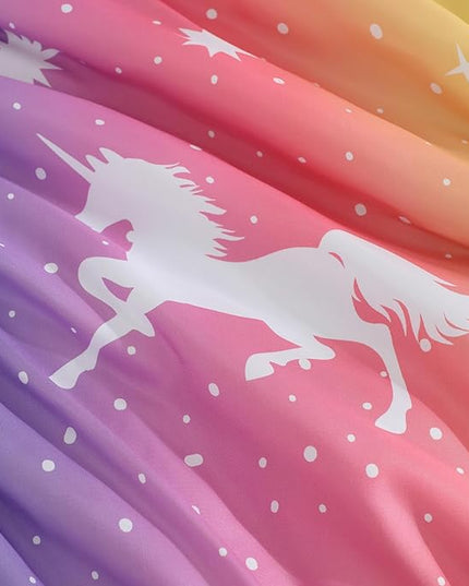 Twin Comforter Set for Girls-5 Pieces Rainbow Unicorn Twin Bedding Sets for Kids, Ultra Soft Bed in A Bag with Sheets