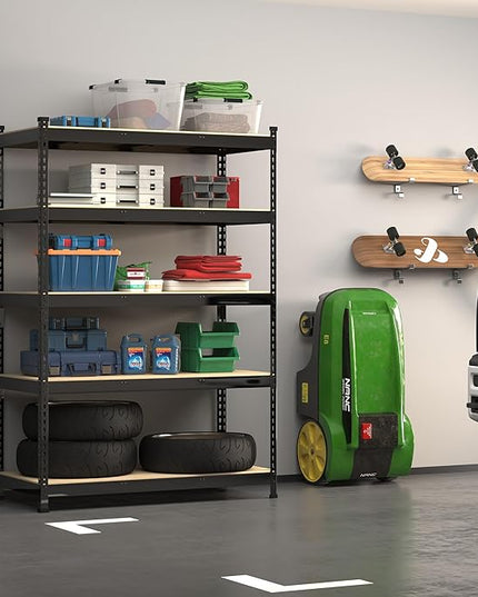 PrimeZone 2 Pack Heavy Duty Adjustable 5 Tier Garage Storage Shelves - 47" W x 18" D x 71" H, Metal Utility Rack Shelf Unit for Warehouse, Pantry, Closet, Kitchen, Black