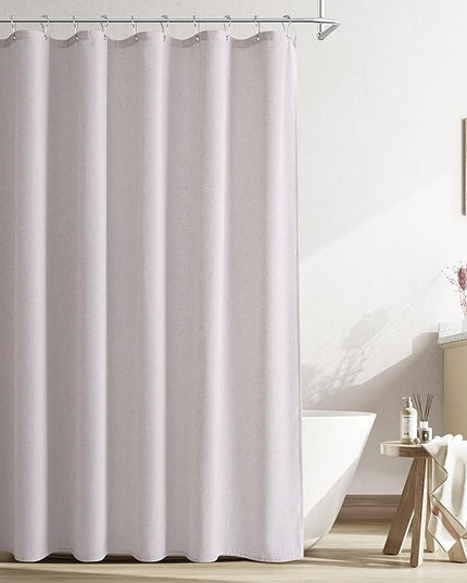 Naturoom Champagne Linen Shower Curtain, Cloth Textured Fabric Shower Curtain Set with Hooks, Simple Elegant Modern Farmhouse Country Ultra Thick Bath Curtains for Bathroom,Water Repellent,72x90