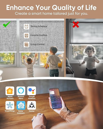 Kincmo Motorized Blinds with Remote,100% Blackout Motorized Roller Shades Work with Apple Homekit,Alexa,Google, Custom Electric Blinds with App,Voice Control (Mist Twilight)