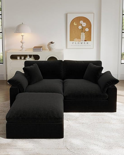 Cloud Modular Sectional Sofa,2 Seat Down Filled Sofa 78.6" Minimalist Sofa,Cover Washable and Replaceable Couches for Living Room,Sectional Sofa Deep Seat Black