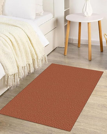 KOZYFLY Indoor Door Mat 2x3 ft Small Area Rugs Washable Front Door Mat Non Slip Rubber Backed Entryway Rug Cotton Entrance Doormat for Front Porch Bathroom Kitchen Bedroom, Orange/Tan