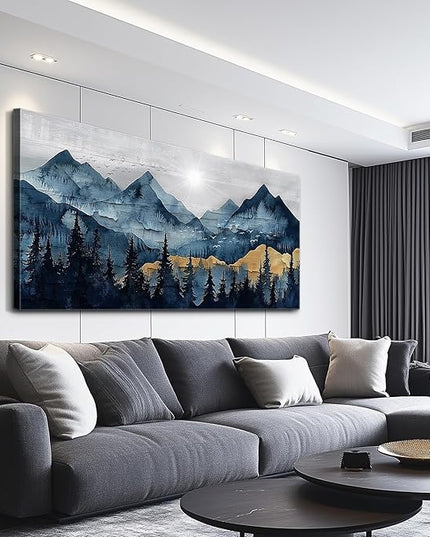FUHAIHUA Large Wall Decor For Living Room Canvas Wall Art For Office Modern Wall Decorations For Bedroom Mountain Landscape Painting Abstract Pictures Artwork Room Home Decor 24x48 In