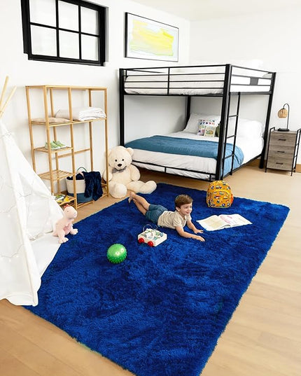 Ophanie 6x9 Navy Blue Rugs for Living Room, Large Fluffy Carpet, Fuzzy Plush Shag Comfy Soft, Non-Slip Indoor Floor,for Kids Boys Girls Dorm, Bedroom, Playroom, Home Decor Aesthetic