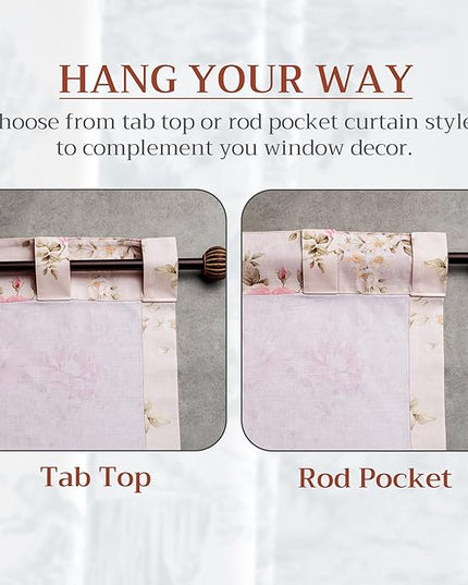 Maison d' Hermine Curtains for Living Room 100% Cotton 84 inch Length Two Panels Light Filtering Curtains for Bedroom Windows with Rod and Loop Pockets Drapes (Newburry Rose Bloom, 50" W x 84" L)