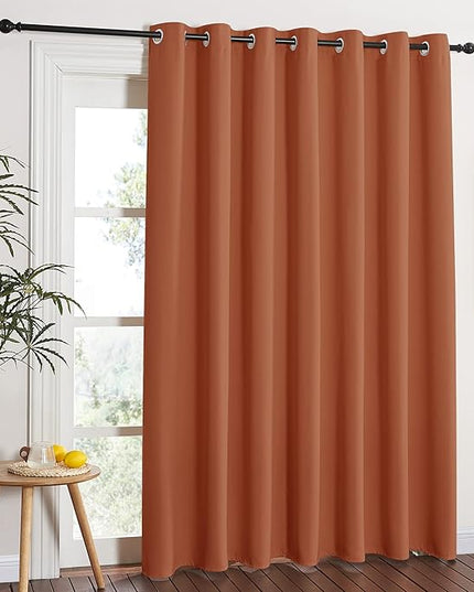 NICETOWN Blackout Curtain for French Door - Indoor Slider Curtain for Patio Door, Extra Wide Drape for Living Room/Bedroom (Burnt Orange, W100 x L84, 1 PC)