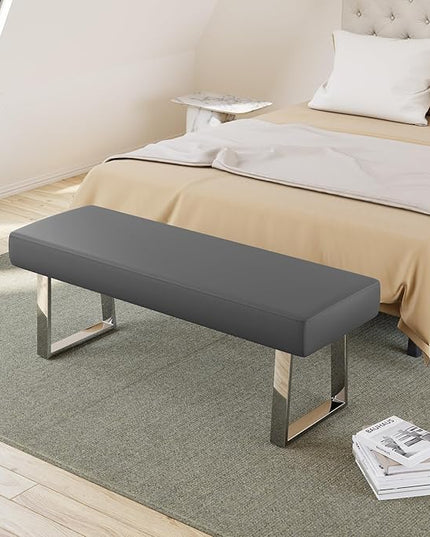 JIEXI Bedroom Bench, Bed end upholstered Bench, Indoor Corner Small Footstool with Metal Legs, for Kitchen entryway Dining Room and Living Room Window