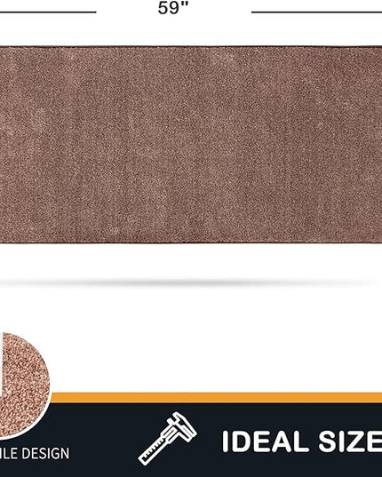 PURRUGS Dirt Trapping Door Mat 24" x 59", Non-Slip Machine Washable Entry Rug, Shoe Scraper, Dog Doormat, Super Absorbent Welcome Mat for Front & Back Door, Muddy Shoes & Paws, Brown-Light Cream