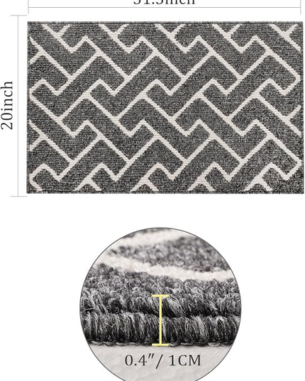 hicorfe Indoor Doormat,Front Back Door Mat Rubber Backing Non Slip Door Mats 20"x31.5" Absorbent Resist Dirt Entrance Doormat Inside Floor Mats for Entryway Washable Low-Profile(Silver Grey)