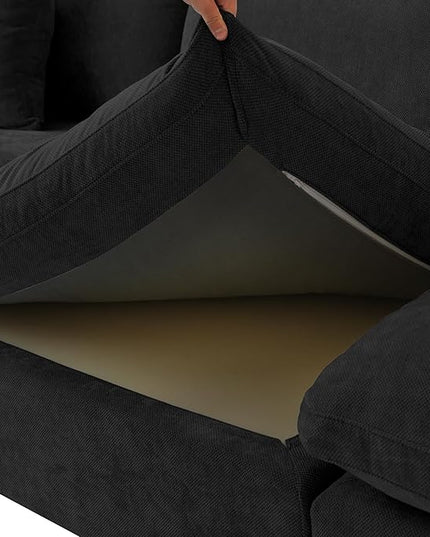 Cloud Couch Modular Sectional Sofa, 156" U Shaped Couch, Oversized Down Filled Convertible Wide Seater with 2 Ottomans for Living Room Set, Covers Washable&Replaceable,Black