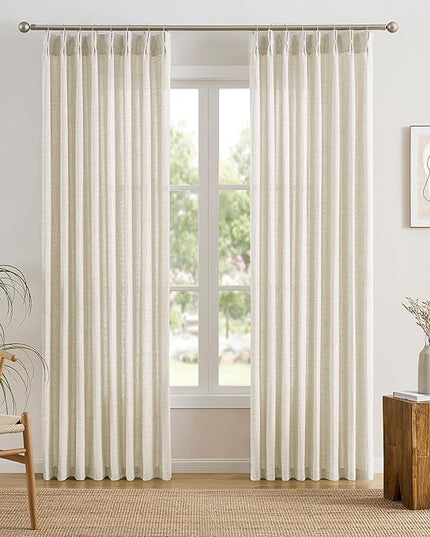 RAIN CITY Pinch Pleated French Door Curtains 78 Inch Length 2 Panels,Linen Blend Privacy Light Filtering Farmhouse Drapes for Bedroom 50 Inch Wide