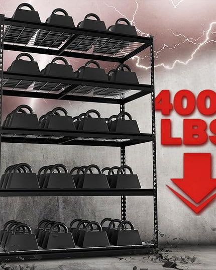 WORKPRO 5-Tier Heavy Duty Metal Shelving Unit, 48”W x 24”D x 72”H, Adjustable Storage Rack, 4000 lbs Total Load Capacity, Ideal for Garage, Basement, Warehouse, Workshop