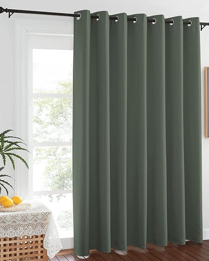 NICETOWN Blackout Sliding Door Curtains 84 inch Length - Grommet Thermal Curtain Room Darkening Sound Reducing Drape for Bedroom/Living Room (Dark Mallard, 1 Panel, W100 x L84)