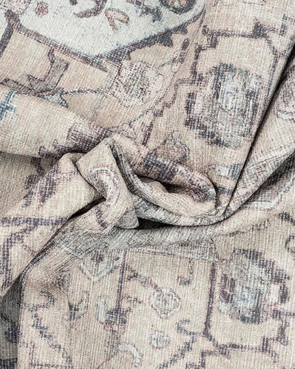 GLN Rugs Bohemian Collection - Machine Washable Area Rug, Bohemian Vintage, Non Slip, Low Pile Chenille Rug, Living Room, Bedroom, Bathroom Rug (4'x6' Beige and Gray)