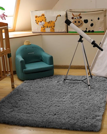 Ophanie Area Rugs for Living Room Bedroom, Upgrade Non-Slip Fluffy Soft Grey Shag Carpet, Indoor Floor Gray 4x6 Fuzzy Shaggy Living Room Plush Rug for Kids Home Dorm Decor Aesthetic