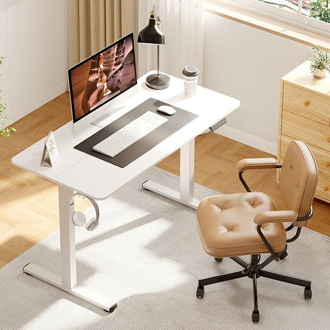 Adjustable Stand Up Desk Standing Desk, 47x24 Inches Home Office Desk with Memory Preset, Computer Workstation Sit Stand Desk Splice, White