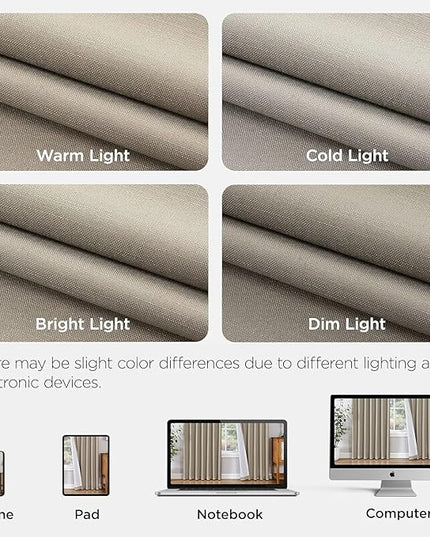Joydeco Pinch Pleated Linen Curtains for Living Room, 100% Blackout Curtains 84 inches Long 2 Panel Thermal Insulated Pinch Pleat Drapes(Cobblestone,40'' Wx84'' L)