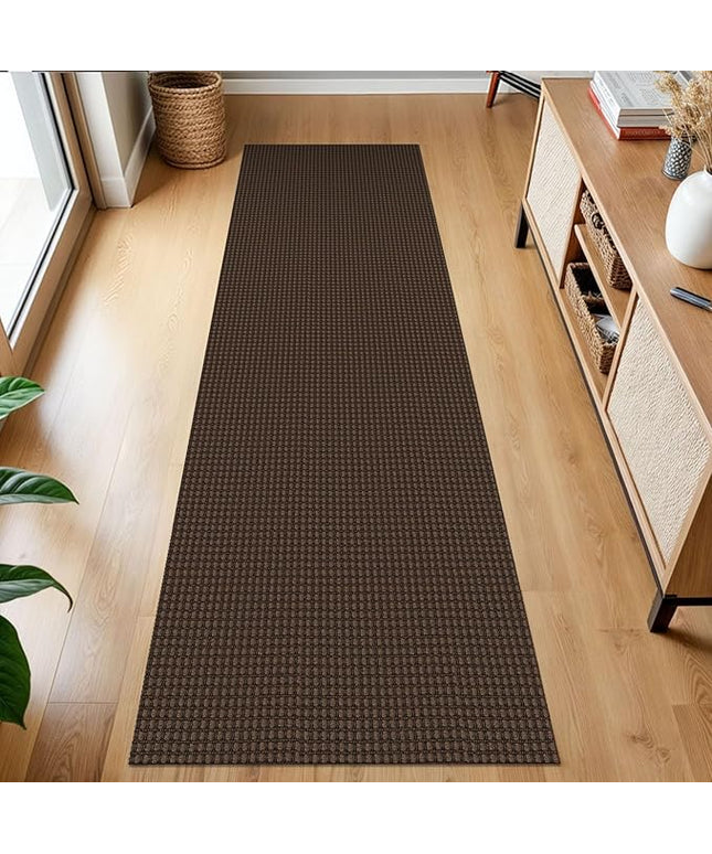 KOZYFLY Runners for Hallways 2x7 ft Washable Kitchen Runner Non Slip Rubber Backed Hall Runners Cotton Entryway Runner Rugs Floor Carpet for Indoor Backdoor Bedroom Kitchen, Reddish Brown/Coffee