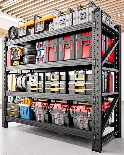 3000LBS Storage Shelves,40" W Garage Shelving Heavy Duty Metal Adjustable Garage Shelves, Shelving Units Industrial Shelving for Warehouse,40" W x 24" D x 60" H,Black