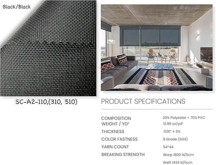 HILADUO Customized Solar Screen Roller Shade Blinds with Remote-Controlled Motorized Operation, 1%, 3% or 5% Openness Screen Fabric, Made in USA