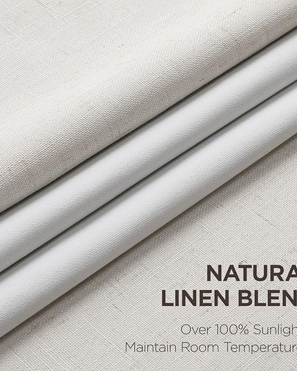 Joydeco Pinch Pleated Linen Curtains Darkening Drapes for Bedroom, 100% Blackout Drapes 96 inches Long 2 Panels Heat Blocking Curtains(Ivory,40'' Wx96'' L)