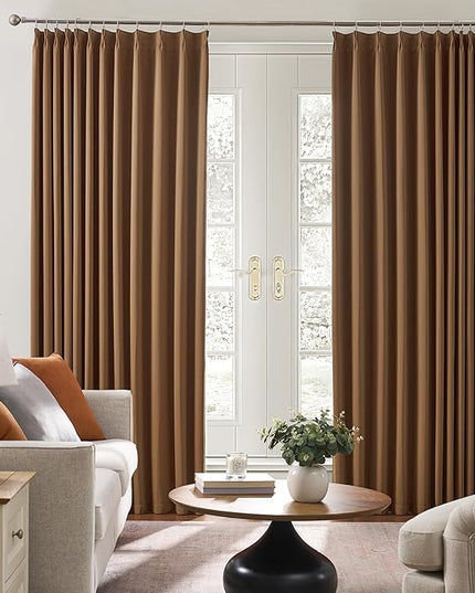 Cappuccino Brown Curtains 40x96 Inches Long 2 Panels Set, Pinch Pleated Thermal Insulated Blackout Room Darkening Curtain for Living Room,Window Draperies with Hooks