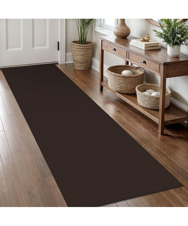 KOZYFLY Washable Runner Rug 2x8 Ft Runners for Hallway Rubber Backed Kitchen Runner Rugs Braided Cotton Entryway Runner Indoor, Carpet Runners for Hallway Entryway Bedroom, Dark Coffee/Brown