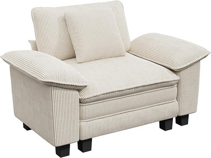 53.5" Cloud Modular Sectional Single Sofa, Deep Seat Armchair with Plush Corduroy & Removable Arms for Living Room, Beige
