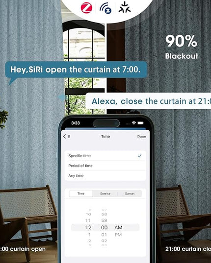 SmartWings Automatic Curtain Opener with Drapery, Motorized Vertical Blinds with Remote, Electric Closet Doors Sliding Panels Compatible with Alexa Google Homekit, 90% Blackout Light Blue
