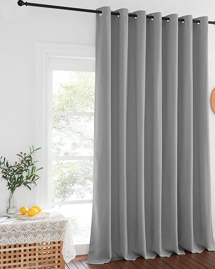 NICETOWN Blackout Curtains for Sliding Glass Door Room Divider Noise Reduce Curtain Panel Portable Window Screen Sliding Partition, W100 x L102 inches, 1 Panel, Silver Grey
